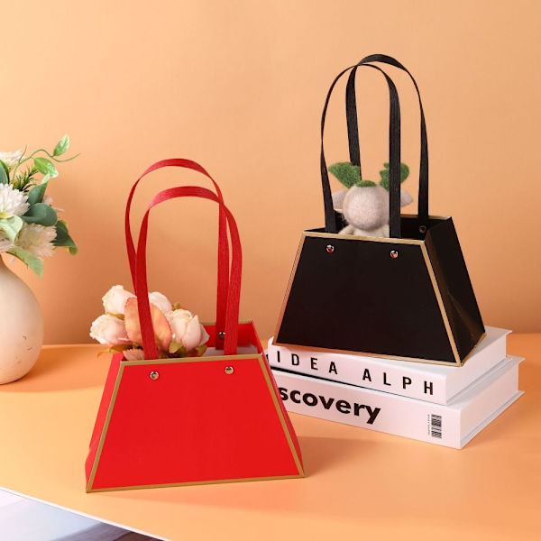 Blomster gaveæske Kraft papirpose SORT black