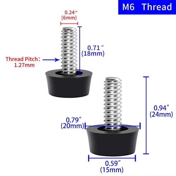 M6 kierretasoitusjalat, säädettävät huonekalujen jalat 10pcs