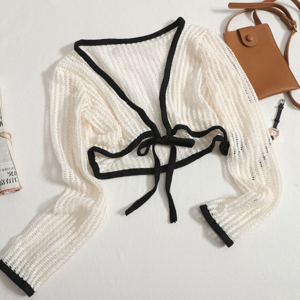 Solskjerm Crop Knit Cardigan Tynn Cardigan Coat HVIT White