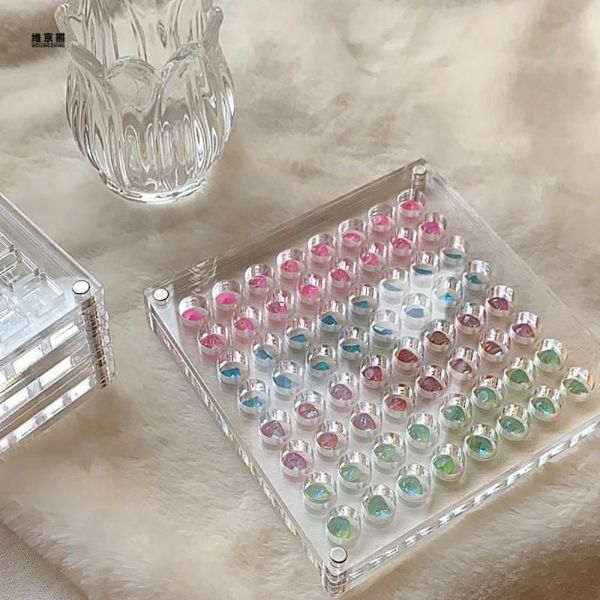 Magnetisk förvaringslåda Nagel smycken dekorationslåda RUND 100GRID Round 100Grid