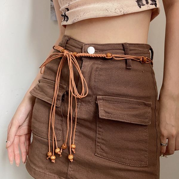 Retro taljekæde Alsidigt vævet bælte KHAKI Khaki