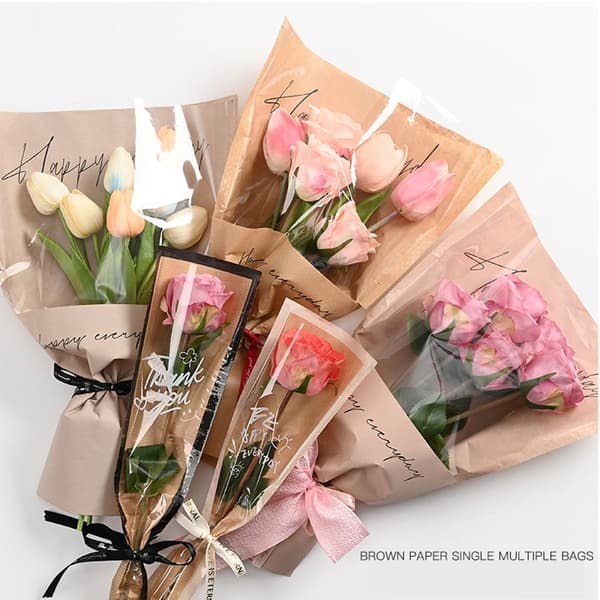 20/30 STK. Rose Indpakningspose Buket Indpakningspose LYSERØD Light Pink 20pcs-Multiple-20pcs-Multiple