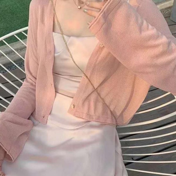 Dame Sjal Kort Cardigan ABRIKOS Apricot