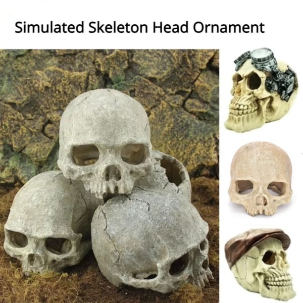 Akvarium Dekorativt Harpiks Kraniet Ornament HAT SKULLE HAT SKULLE Hat Skull
