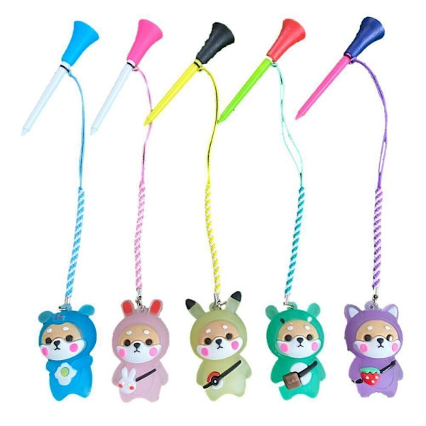 Golf Gummi Tees Forhindrer Golf Tap Holder Shiba Inu Ball Sete