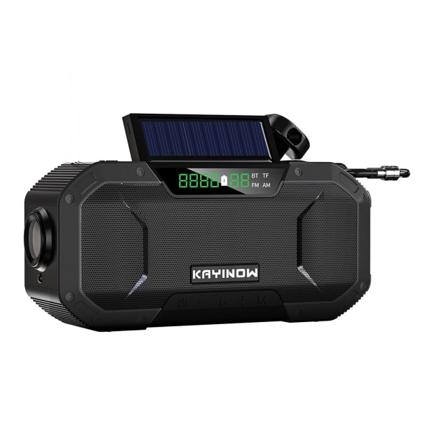 Emergency Radio Håndsveiv Solar Lading 5000mAh Power Bank black