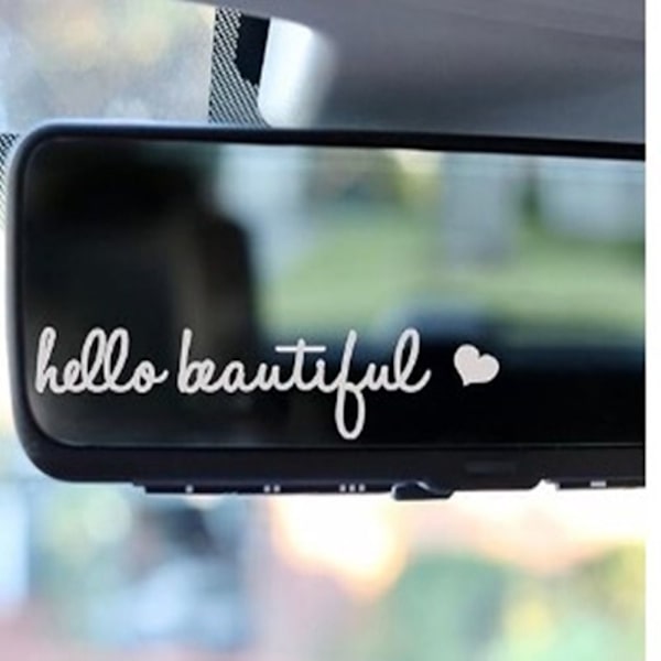 Bakspejlsdekal Bilspejlsklistermærker HELLOW BEAUTIFUL hellow beautiful