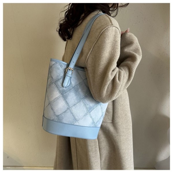 Tote Bucket Bag Crossbody Bag BLÅ Blue