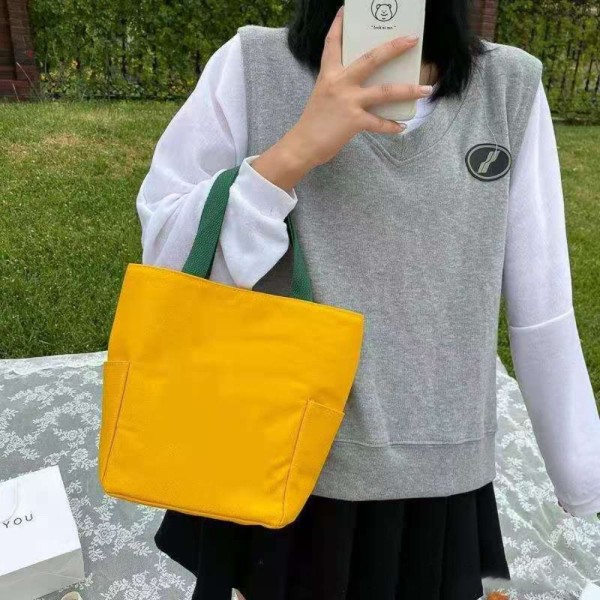 Japansk lærredshåndtaske Arbejdsmadstaske GUL yellow