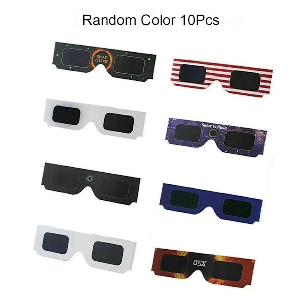 10 stk Total Solar Eclipse-briller Eclipse-visningsbriller Random 10Pcs