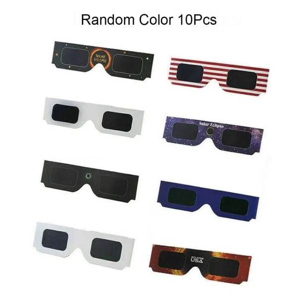 10st Total Solar Eclipse Glasögon Eclipse Viewing Glasögon Random 10Pcs