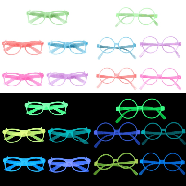 5kpl Luminous Glasses Glow Glasses VAALEENSININEN NELIÖ light blue square-square