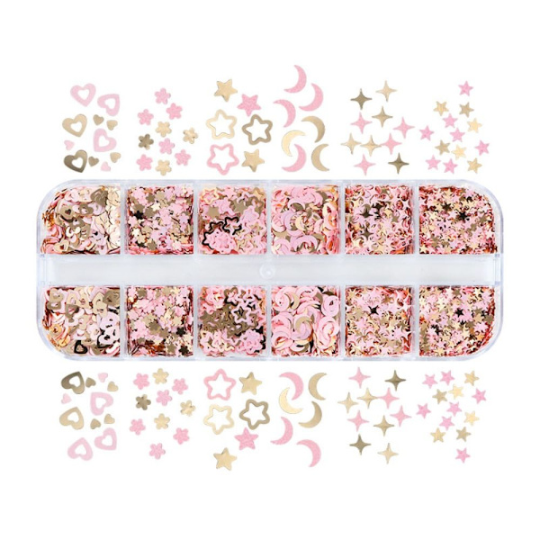 Nail Glitter Flakes Nail Paljetter 12 GRIDS - B 12 GRIDS - B 12 Grids - B