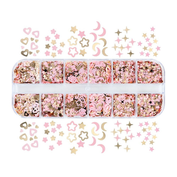 Nail Glitter Flakes Nail Paljetter 12 GRIDS - B 12 GRIDS - B 12 Grids - B