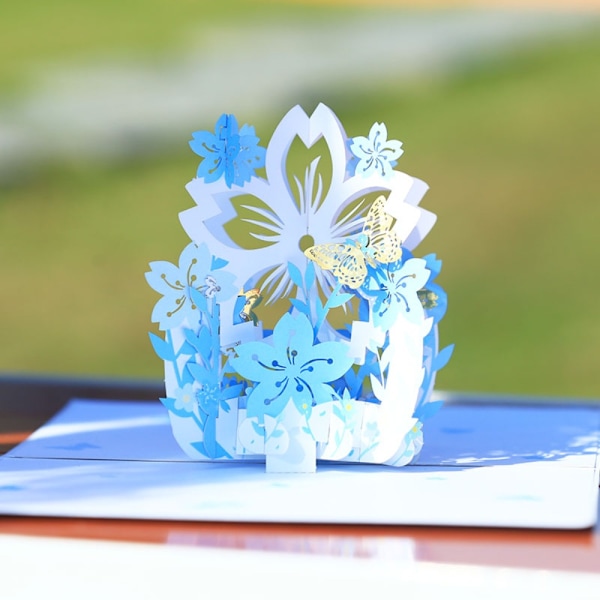 Käsintehty onnittelukortti 3D-paperilahjakortit VAALEENSININEN Light blue