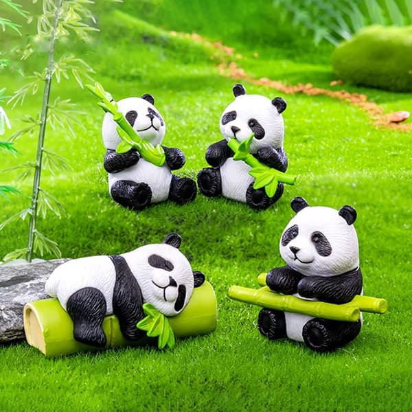 8 stk./sæt Panda Bordpynt Bambus Panda Figurer