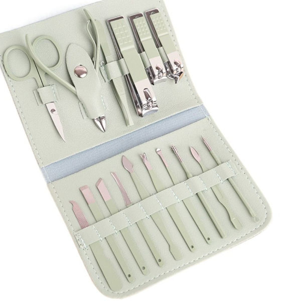 16st/ Set Manikyr Set Nagelklippare Verktyg GRÖN Green