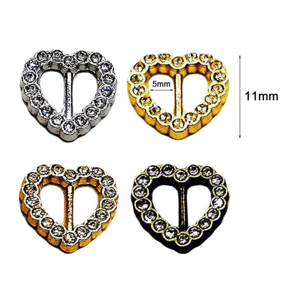10 stk. Ultra-liten Spenne Hjerte Diamant 2 2 2