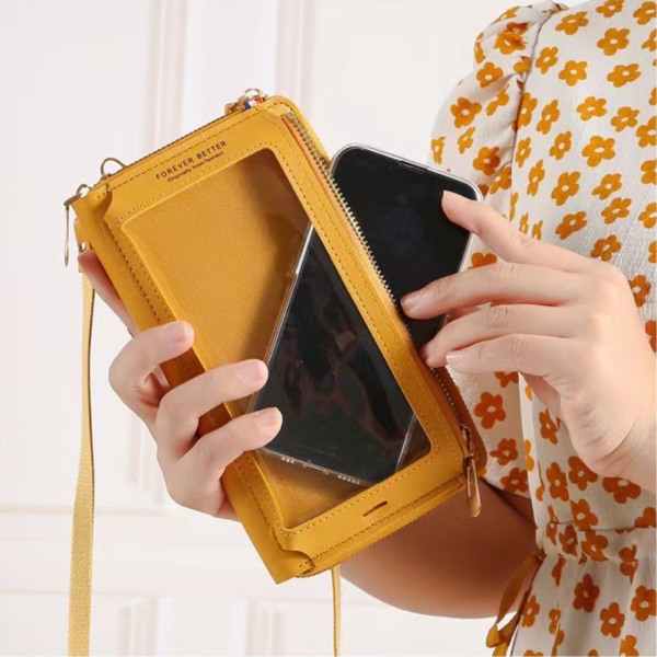 Touch Screen Mobilväska Liten Messenger Bag GUL Yellow