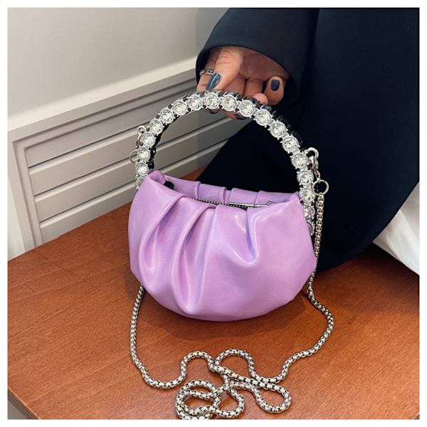 PU Läder Handväska Mini Crossbody Väska SILVER Silver