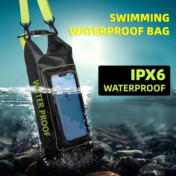 2L Simning Waterproof Bag Messenger Bag SVART GRÖN SVART GRÖN Black Green