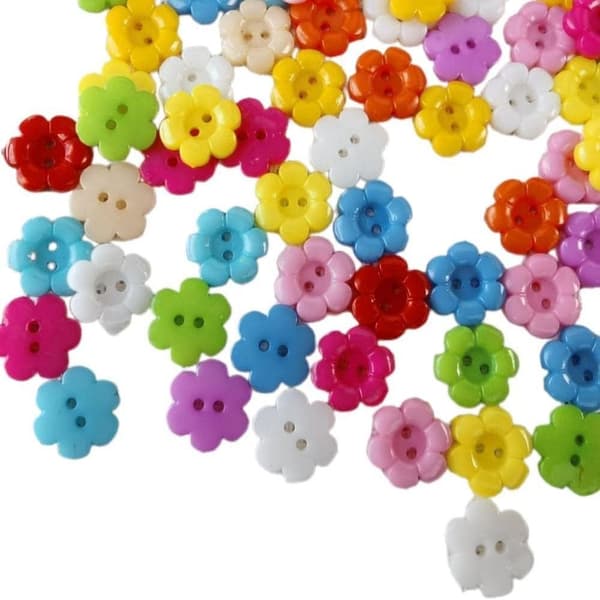 Harpiks Blomsterknapper, Runde Blomsterknapper med 2 Hull