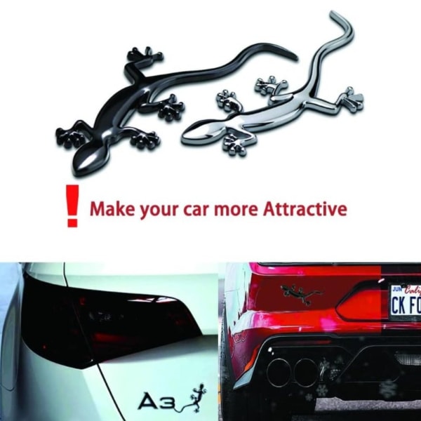 4 stk Gecko Car Stickers 3D Gecko Metal Bil Emblem Auto Vindu