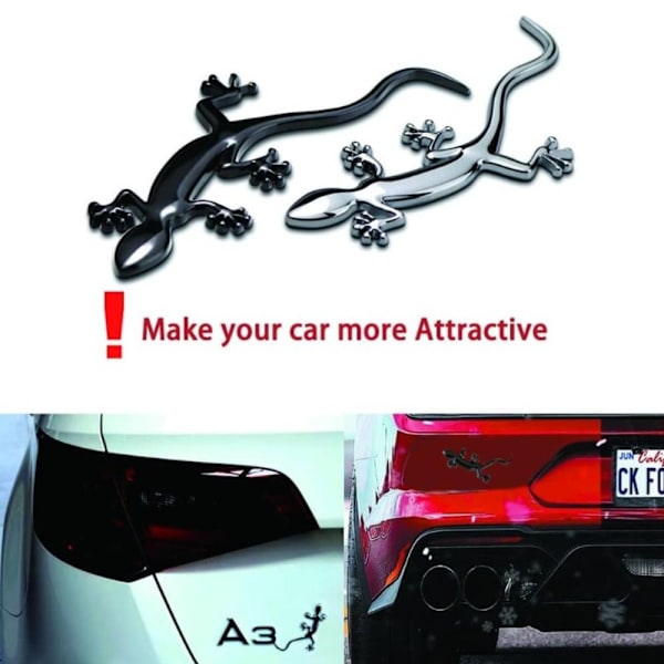 4 stk Gecko Car Stickers 3D Gecko Metal Car Emblem Auto Window
