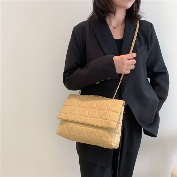 Broderi Plaid Flap Taske PU Læder Crossbody Tasker BLÅ blue