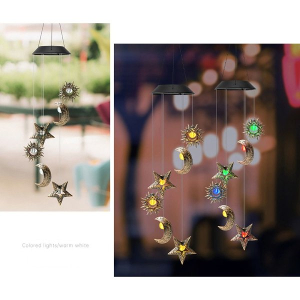 LED Wind Chime Fairy Lights EID Mubarak Lampe D-FLERE FARGER D-Multicolor