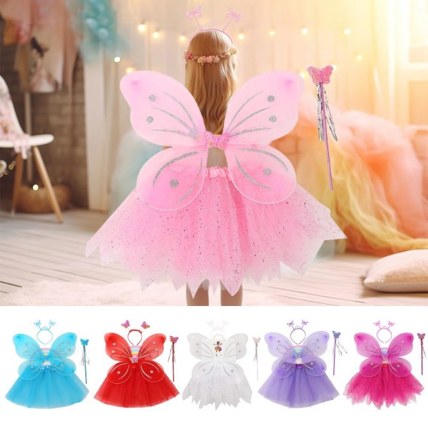4 stk/sæt Børne sommerfugle pandebånd Wings Prinsesse kostume sæt Pink/A
