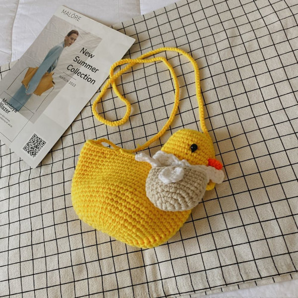 Stickad Ullväska Axelväskor GUL yellow
