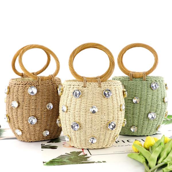 Vand Diamond Grass Woven Bag Håndholdt Rattan Woven Bag LIGHT Light coffee