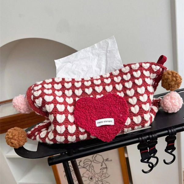 Love Strikket Snørepose Tissue Pump RØD Red