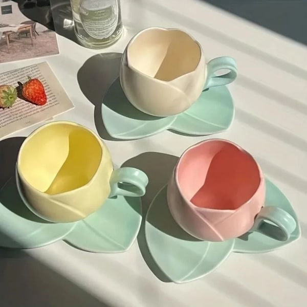 Kaffekrus Fad Sæt Flower Mark Cup ABRIKOS Apricot