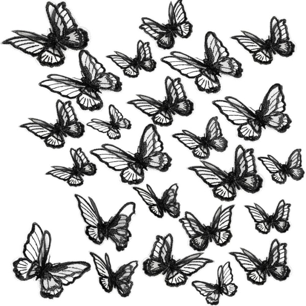 3D-simulering dobbel sommerfugl Blondebroderilapp Butterfly