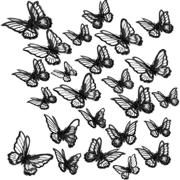 3D-simulering dubbel fjäril Spetsbroderilapp Butterfly