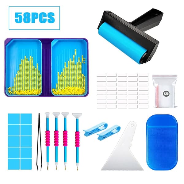 5D Diamantmålningsbrickset Diamantkonst Förvaringslåda BLÅTT SET 3 blue Set 3-Set 3