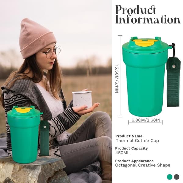 Kaffe Reisekrus i Rustfritt Stål, Svart black