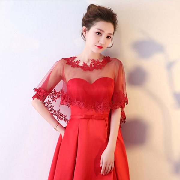 Lace Shawl Wedding Cape WINE RED wine red