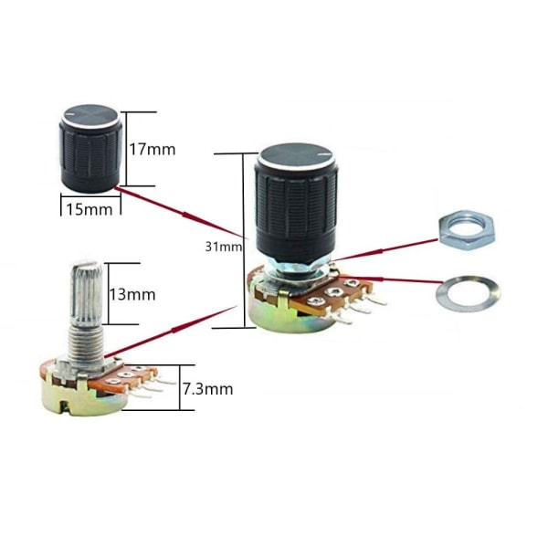 Potensiometer B10K 10K Ohm 13mm
