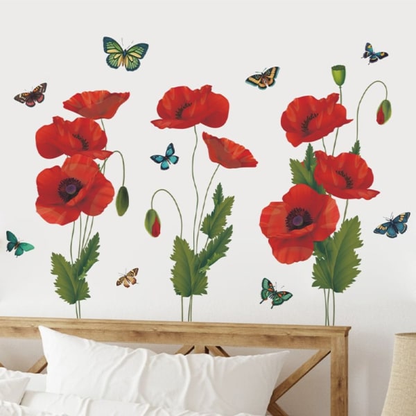 Red Flower Wall Decals Blossom Wall Stickers Wall Art Decor