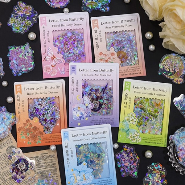 10 st Butterfly Sticker Rose Stickers C C C