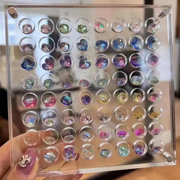 Magnetisk förvaringslåda Nagel smycken dekorationslåda RUND 100GRID Round 100Grid