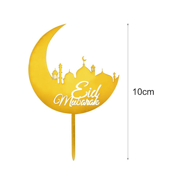 5 stk Eid Kake Topper Slott Måne Cup Cake Topper GULL