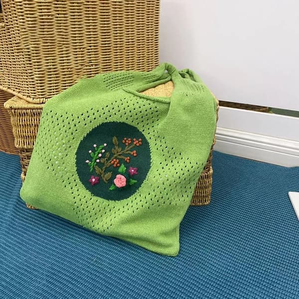 Stickade axelväskor virkad väska LJUSGRÖN light green