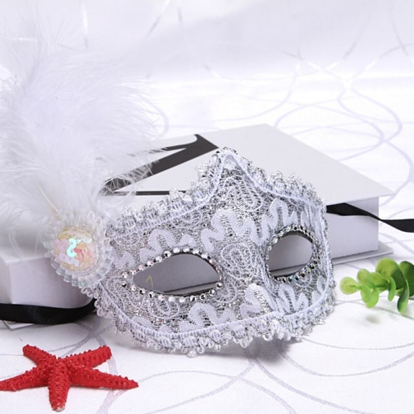 1 Stk Prinsessemaske Maskerademaske HVIT HVIT white