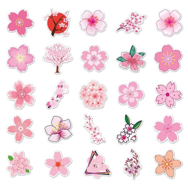 100 kpl Kirsikankukkatarroja Sakura-tarra juomapulloon