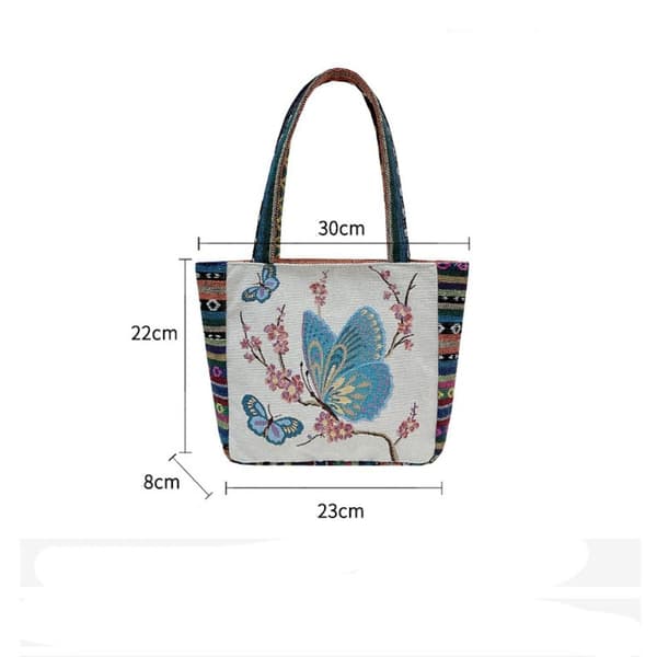 Canvas Handväska Broderi Väska 3 3 3