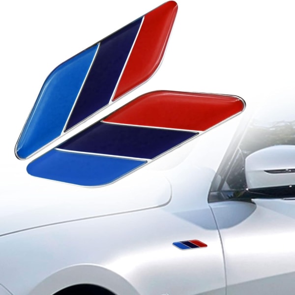 Tricolor Car Fender Emblem Badge 3D Tricolor Flag Car Decals